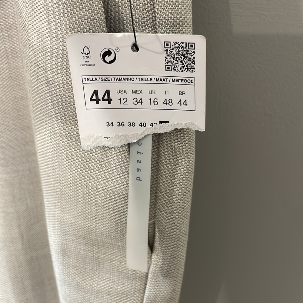 ZARA Basics Cream Flat Front Trousers Women's Size 12 - Picture 6 of 7